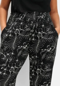 Jerseyhose mit breitem Smokbund und Blumendruck<sheego Online