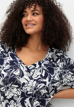 Jerseykleid in A-Linie, mit Blumenprint<sheego Discount