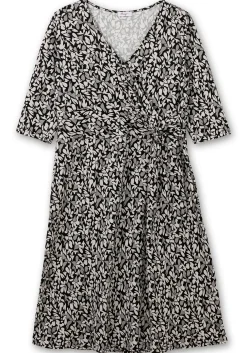 Jerseykleid in Wickeloptik, mit Blätterprint<sheego Clearance