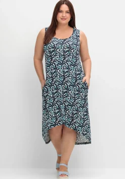 Jerseykleid mit Blätterdruck und Taschen<sheego Fashion