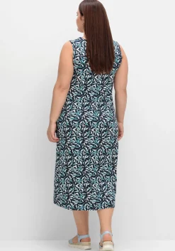Jerseykleid mit Blätterdruck und Taschen<sheego Fashion