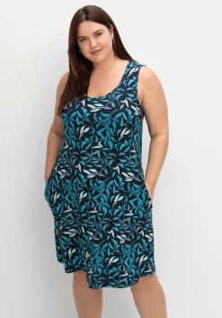 Jerseykleid mit Blätterprint und Taschen<sheego Hot