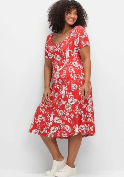 Jerseykleid mit Blumendruck und Herzausschnitt<sheego by Joe Browns Online
