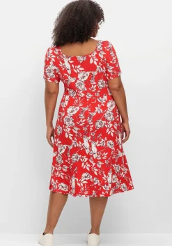 Jerseykleid mit Blumendruck und Herzausschnitt<sheego by Joe Browns Online