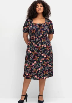 Jerseykleid mit Karree-Ausschnitt und Alloverprint<sheego by Joe Browns Online