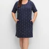 Jerseykleid mit maritimem Print und Taschen<sheego x Collection L. Discount