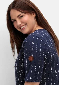 Jerseykleid mit maritimem Print und Taschen<sheego x Collection L. Discount