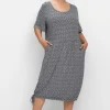 Jerseykleid mit Minimalprint und Saum-Tunnelzug<sheego Hot