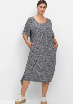 Jerseykleid mit Minimalprint und Saum-Tunnelzug<sheego Hot