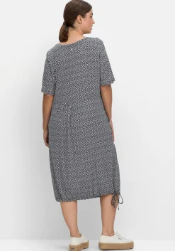 Jerseykleid mit Minimalprint und Saum-Tunnelzug<sheego Hot