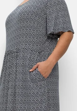 Jerseykleid mit Minimalprint und Saum-Tunnelzug<sheego Hot