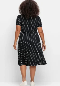 Jerseykleid mit Punktedruck und Paspelierung<sheego by Joe Browns Online