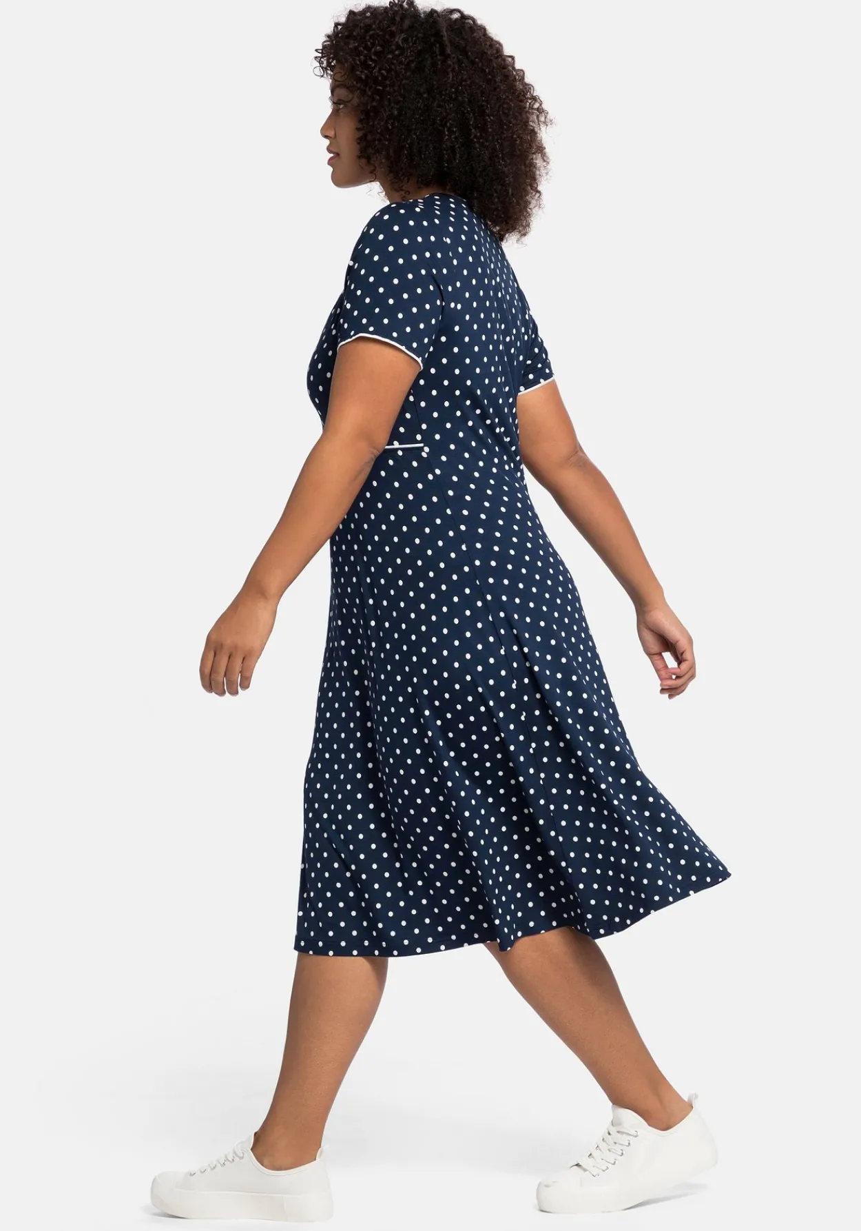 Jerseykleid mit Punktedruck und Paspelierung<sheego by Joe Browns Outlet