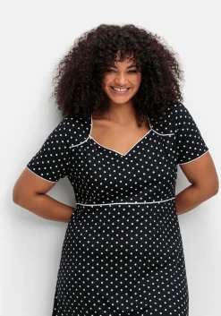 Jerseykleid mit Punktedruck und Paspelierung<sheego by Joe Browns Online