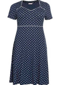 Jerseykleid mit Punktedruck und Paspelierung<sheego by Joe Browns Outlet