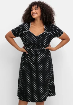 Jerseykleid mit Punktedruck und Paspelierung<sheego by Joe Browns Online