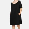 Jerseykleid mit Smok-Ausschnitt und Puffärmeln<sheego Outlet