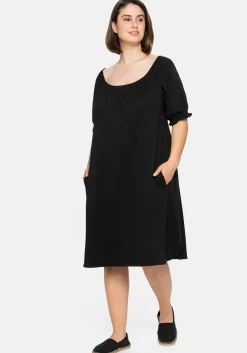 Jerseykleid mit Smok-Ausschnitt und Puffärmeln<sheego Outlet