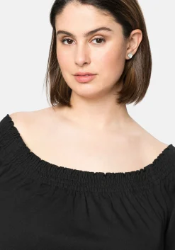 Jerseykleid mit Smok-Ausschnitt und Puffärmeln<sheego Outlet