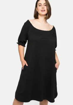 Jerseykleid mit Smok-Ausschnitt und Puffärmeln<sheego Outlet