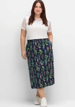 Jerseyrock in Midilänge, mit Blumenprint<sheego Online