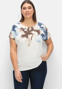 Jerseyshirt mit Blütendruck am Rundhalsausschnitt<creation L Best