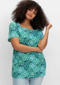 Jerseyshirt mit Blumendruck und Karreeausschnitt<sheego Online