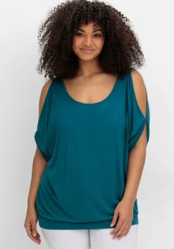 Jerseyshirt mit geschlitzten Fledermausärmeln<sheego Fashion