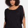 Jerseyshirt mit geschlitzten Fledermausärmeln<sheego New