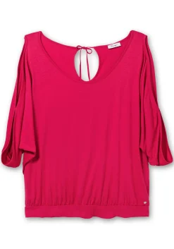 Jerseyshirt mit geschlitzten Fledermausärmeln<sheego Sale