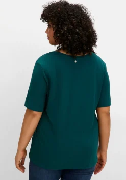 Jerseyshirt mit Rundhalsausschnitt, leicht tailliert<sheego Fashion