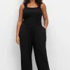 Jumpsuit mit Smok-Oberteil und weitem Bein<sheego Best