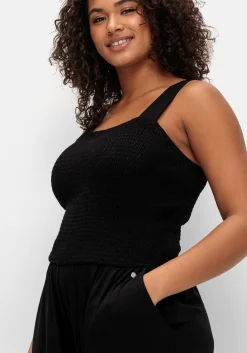 Jumpsuit mit Smok-Oberteil und weitem Bein<sheego Best