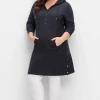 Kapuzenkleid mit Seitenschlitzen und Knopfleiste<sheego Outlet