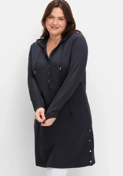 Kapuzenkleid mit Seitenschlitzen und Knopfleiste<sheego Outlet