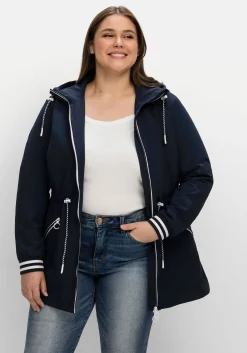 Kapuzenparka mit Kontrastdetails und Taillen-Tunnelzug<sheego Hot