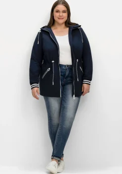 Kapuzenparka mit Kontrastdetails und Taillen-Tunnelzug<sheego Hot