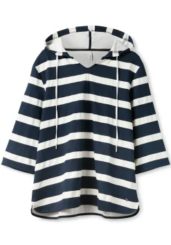 Kapuzenshirt mit Streifenmuster und 3/4-Arm<sheego New
