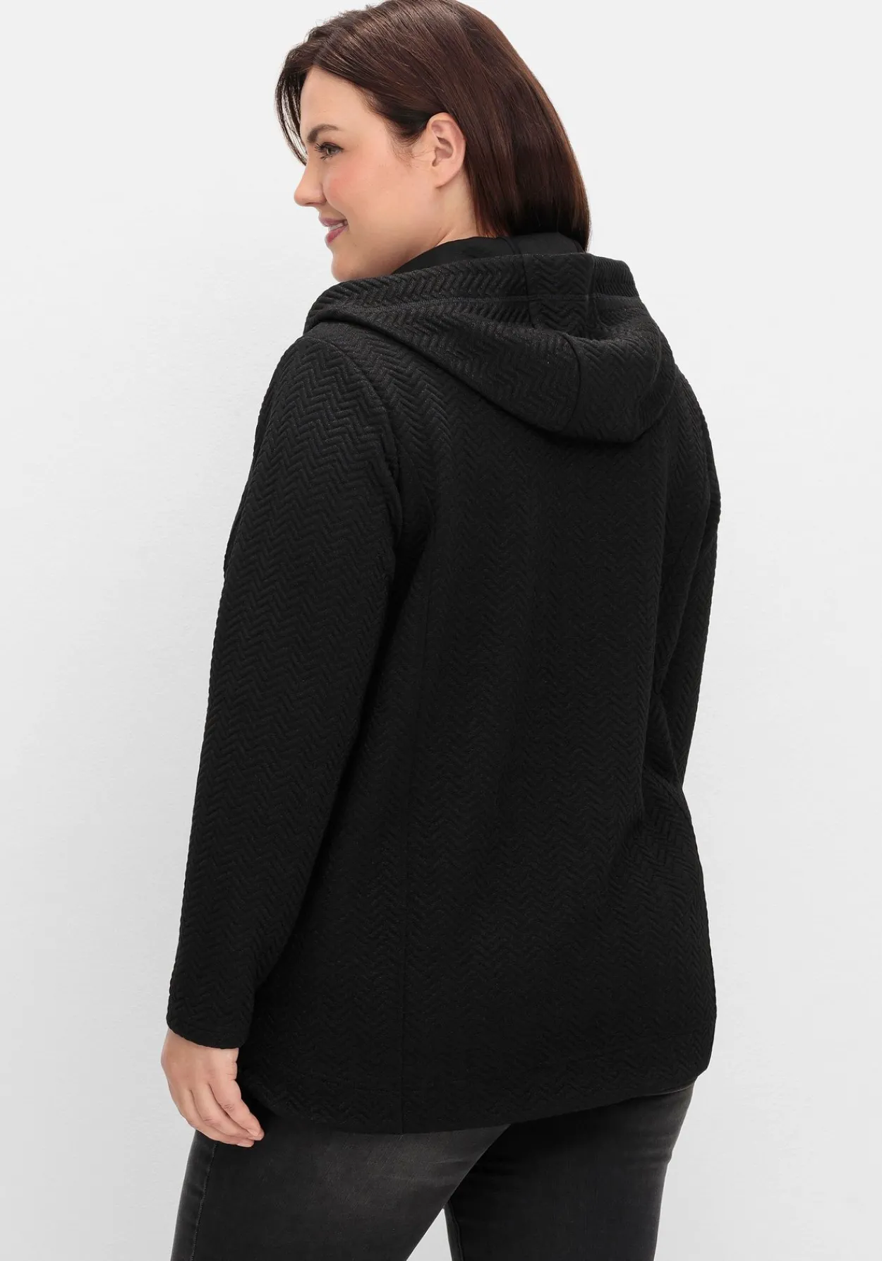 Kapuzen-Sweatjacke in Fischgrät-Struktur<sheego Best