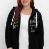 Kapuzensweatjacke mit Print und Kängurutasche<sheego Fashion