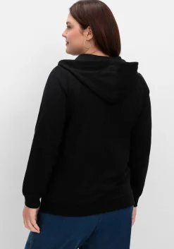 Kapuzensweatjacke mit Print und Kängurutasche<sheego Fashion