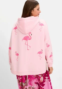 Kapuzensweatshirt mit Flamingo-Prints und Glitzersteinen<sheego loves miss goodlife Clearance