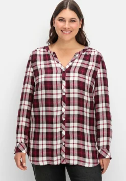 Karierte Bluse mit Rundhalsausschnitt<sheego Clearance