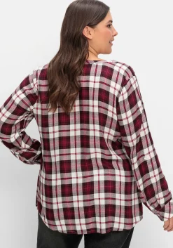 Karierte Bluse mit Rundhalsausschnitt<sheego Clearance
