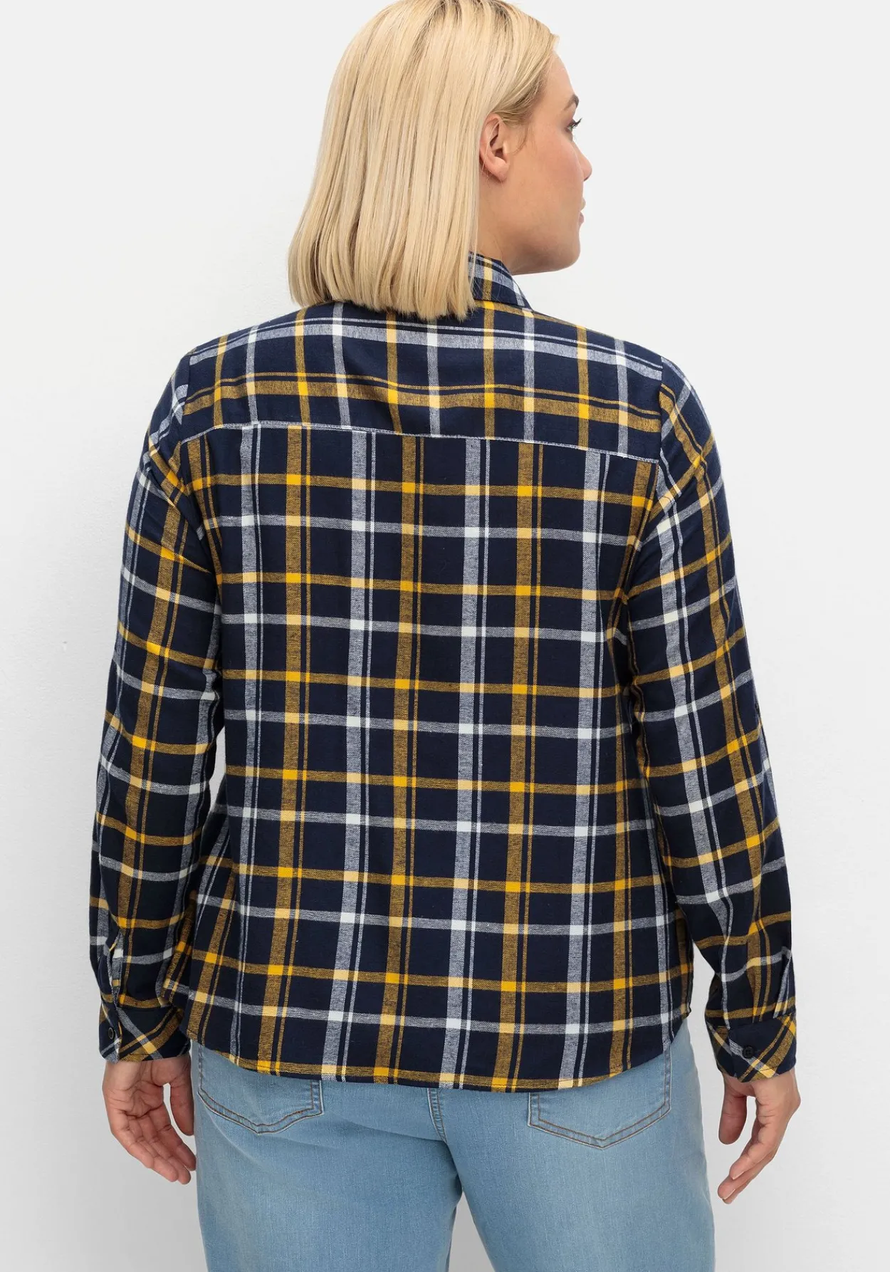 Karierte Flanellbluse mit Krempelärmeln<sheego New
