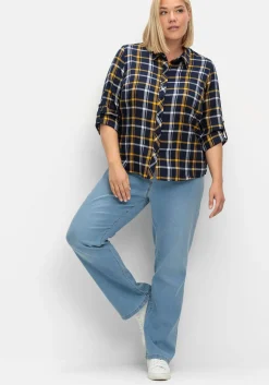 Karierte Flanellbluse mit Krempelärmeln<sheego New