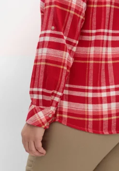 Karierte Flanellbluse mit Krempelärmeln<sheego x Collection L. Hot