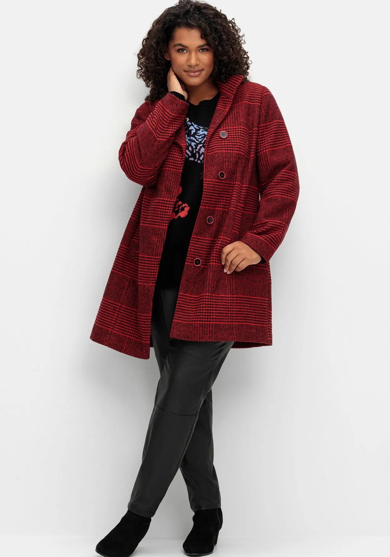 Karierte Jacke in Wolloptik und leichter A-Linie<sheego by Joe Browns New