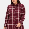 Karierte Longbluse mit Kragen und Manschettenärmel<sheego Clearance