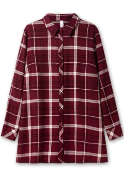 Karierte Longbluse mit Kragen und Manschettenärmel<sheego Clearance